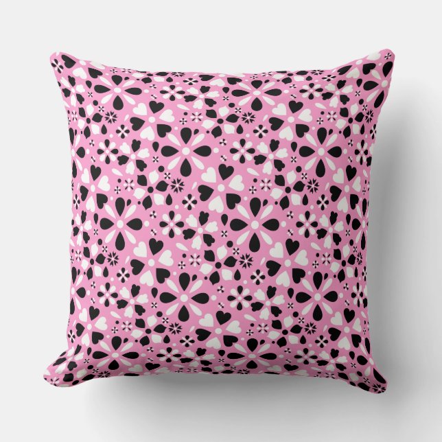 Cute black white flowers cushion (Front)