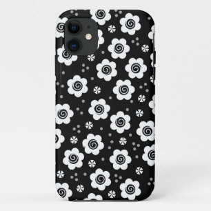Cute black white flowers iPhone 5 Case