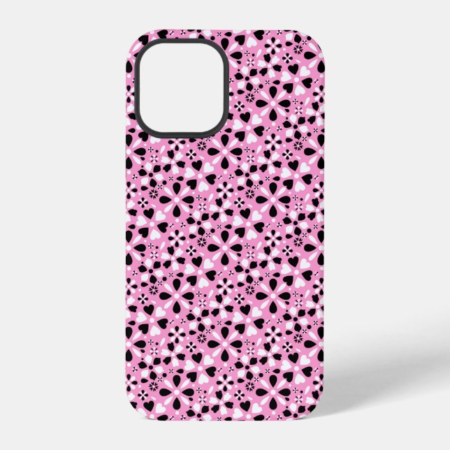 Cute black white flowers iPhone case (Back)