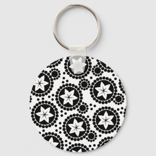 Cute black white flowers Keychain