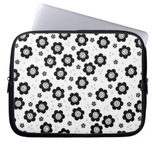 Cute black white flowers Laptop Sleeve