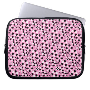 Cute black white flowers laptop sleeve