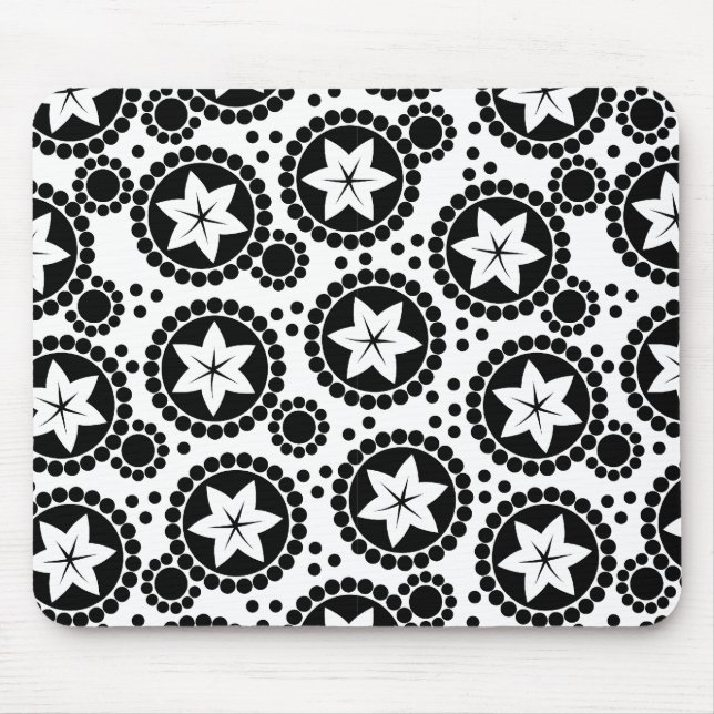 Cute black white flowers mousepad (Front)