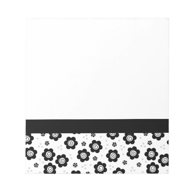 Cute black white flowers Notebook Notepad (Front)