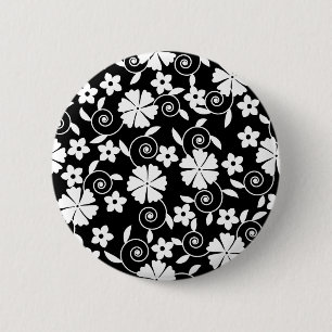 Cute black white flowers pattern bath towel set 6 cm round badge