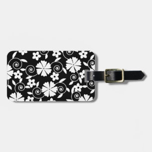 Cute black white flowers pattern bath towel set luggage tag
