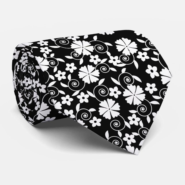 Cute black white flowers pattern bath towel set tie (Rolled)