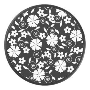 Cute black white flowers pattern LifeProof iPhone Hockey Puck