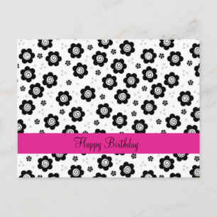 Cute black white flowers Postcard