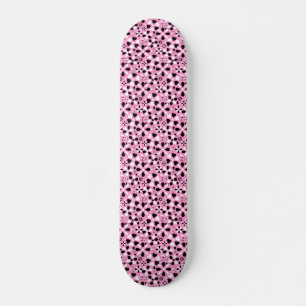 Cute black white flowers skateboard