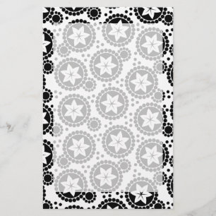Cute black white flowers Stationery