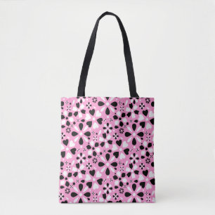 Cute black white flowers tote bag