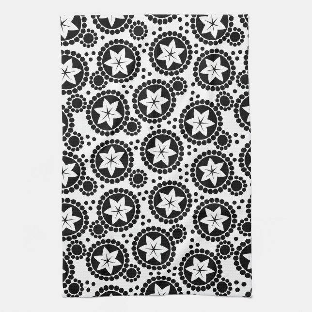 Cute black white flowers Towel (Vertical)