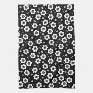 Cute black white flowers Towel