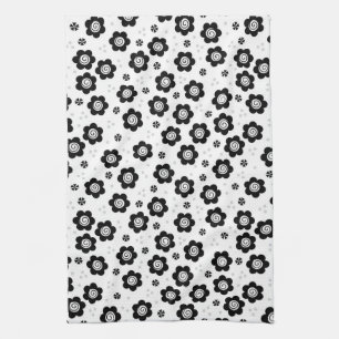 Cute black white flowers Towel