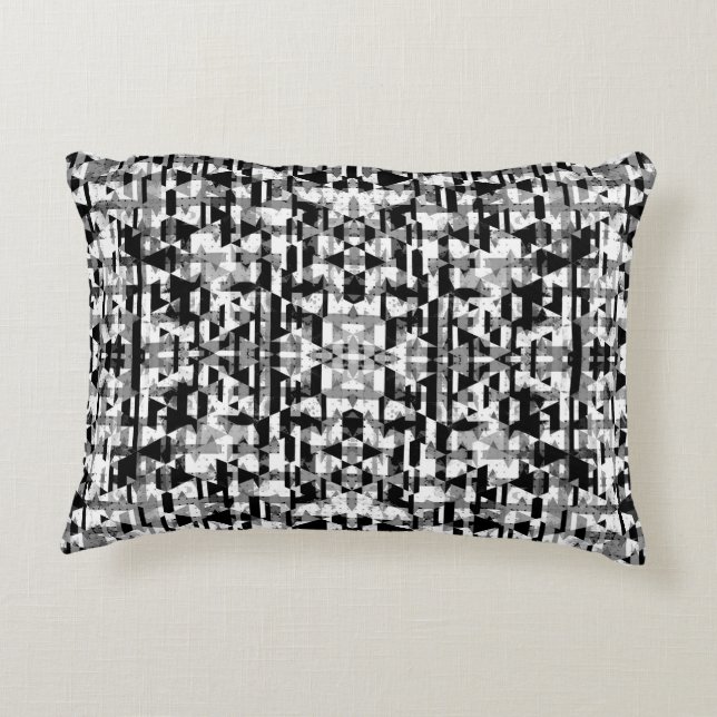 Cute Black white geometric pattern Decorative Cushion (Back)