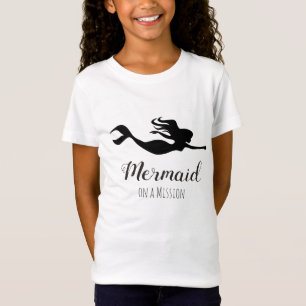 Cute Black & White Graphic Mermaid on a Mission T-Shirt