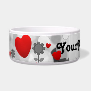 Cute Black/White/Grey Flowers w/Big Red Heart