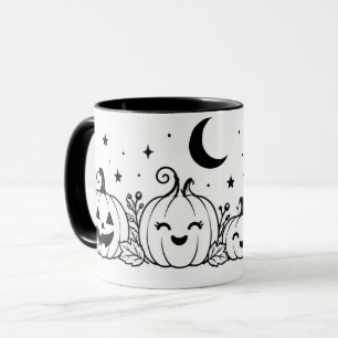 Cute Black & White Halloween Pumpkin Mug