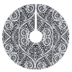 Cute black white hearts love background design lon brushed polyester tree skirt