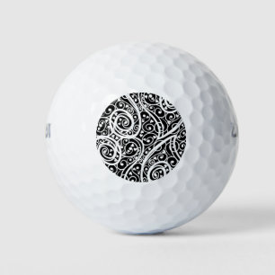 Cute black white hearts love background design lon golf balls