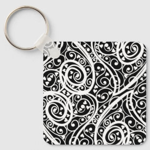 Cute black white hearts love background design lon key ring