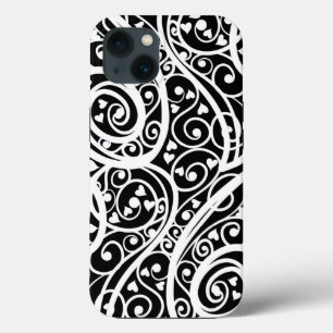 Cute black white hearts pattern iPhone 13 case