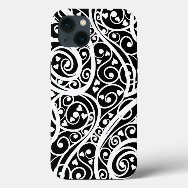 Cute black white hearts pattern Case-Mate iPhone case (Back)