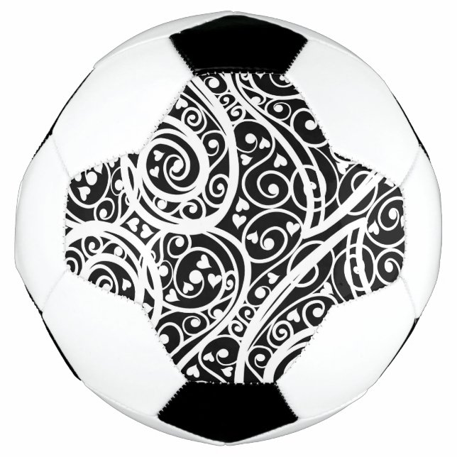 Cute black white hearts pattern football (Front)