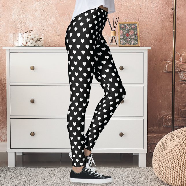 Cute Black White Hearts Pattern Leggings (Creator Uploaded)