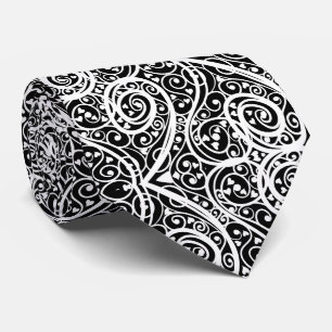 Cute black white hearts pattern tie
