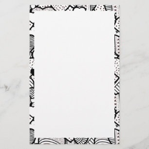 Cute black white hearts patterns stationery
