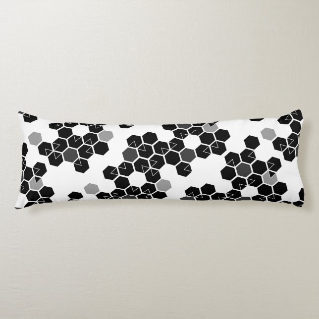 Cute black white hex data patterns body cushion (Front)