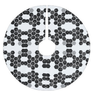 Cute black white hex data patterns brushed polyester tree skirt