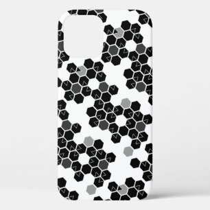Cute black white hex data patterns iPhone 12 case