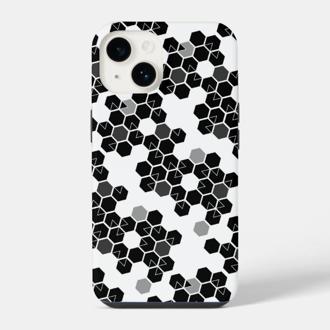 Cute black white hex data patterns iPhone case (Back)