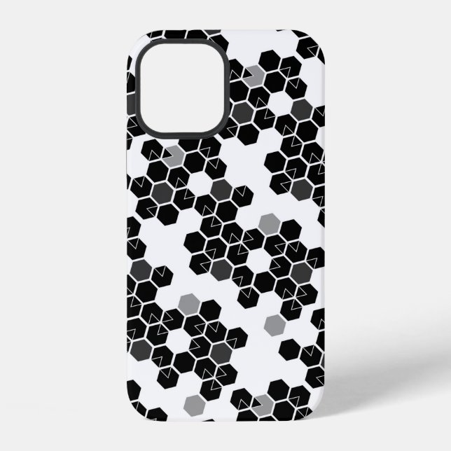 Cute black white hex data patterns iPhone case (Back)