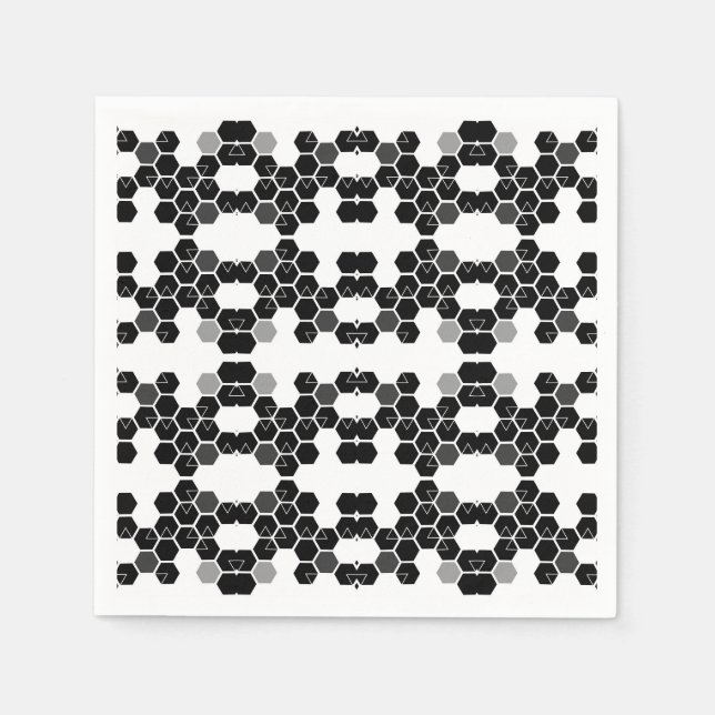Cute black white hex data patterns napkin (Front)