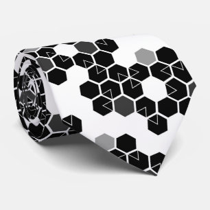 Cute black white hex data patterns tie