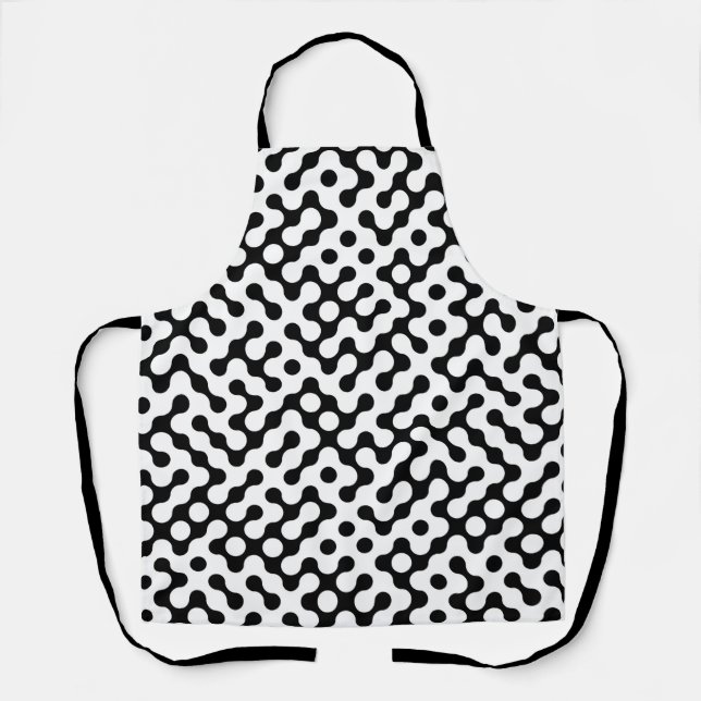 Cute black white labyrinth pattern apron (Front)