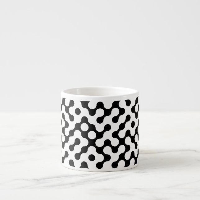 Cute black white labyrinth pattern espresso cup (Front)
