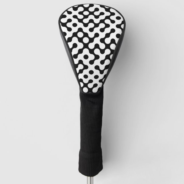 Cute black white labyrinth pattern golf head cover (Front)