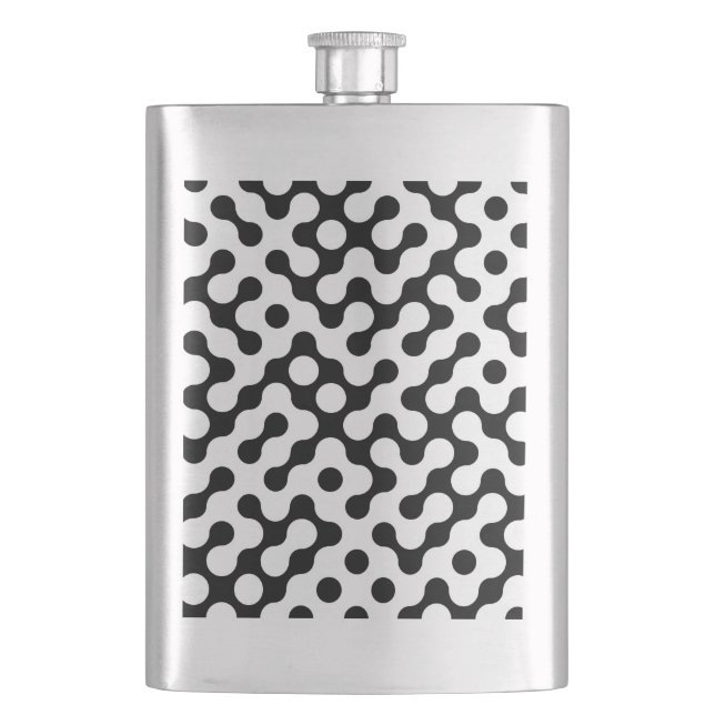 Cute black white labyrinth pattern hip flask (Front)