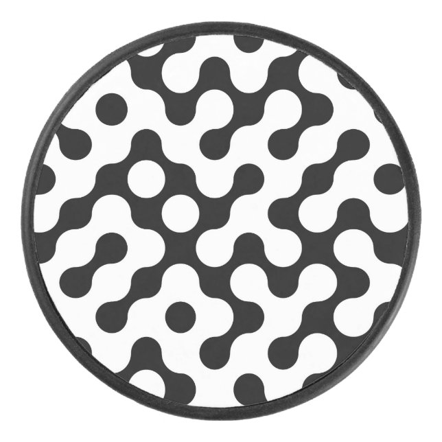 Cute black white labyrinth pattern hockey puck (Front)