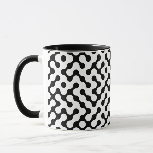 Cute black white labyrinth pattern mug (Left)