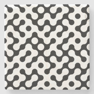 Cute black white labyrinth pattern stone coaster