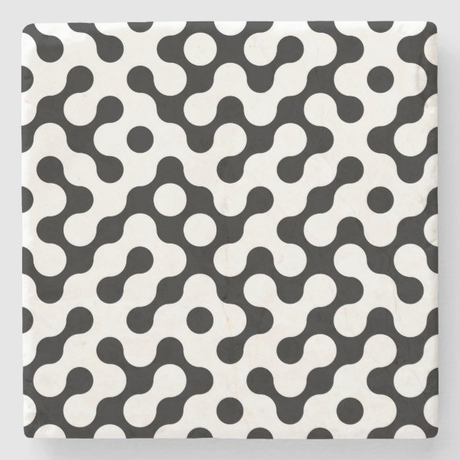 Cute black white labyrinth pattern stone coaster (Front)