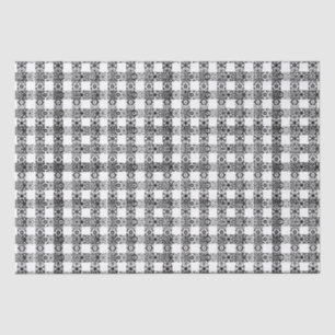 Cute black white lace chequered pattern Christmas Tissue Paper