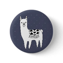 Cute Black & White Llama & White Dots