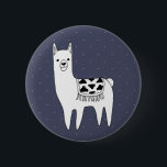 Cute Black & White Llama & White Dots 6 Cm Round Badge<br><div class="desc">Adorable cartoon sketch style llama graphic in black and white with white micro dots pattern and custom  background colour.</div>